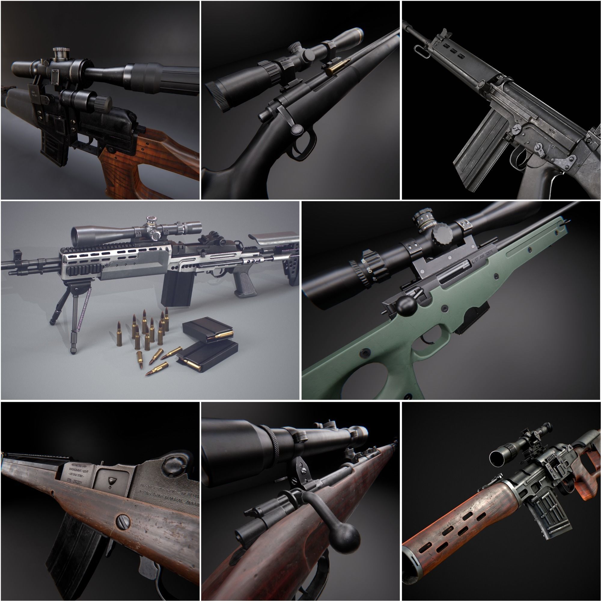 Modern AAA Mega all in one 30 weapons pack Game-Ready PBR Low-poly 3D model_1