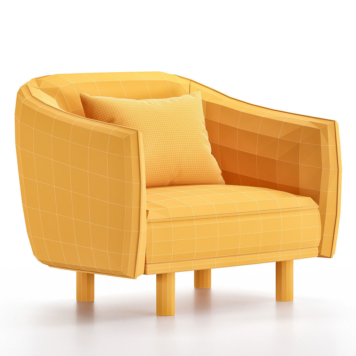 Armchair Korens Low-poly 3D model_2