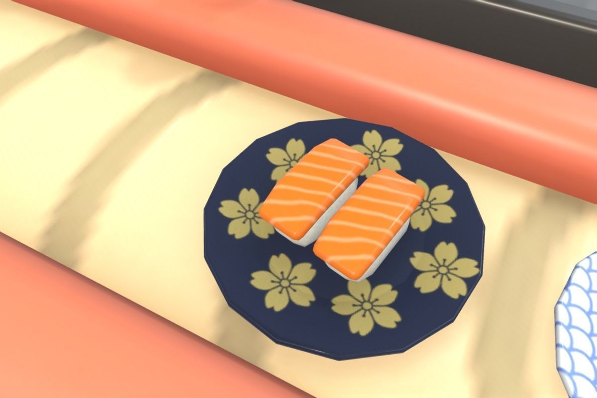 Cute Sushi Restaurant Set Low-poly 3D model_9