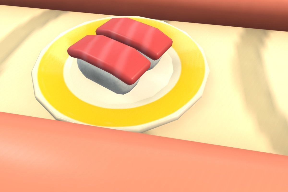 Cute Sushi Restaurant Set Low-poly 3D model_13