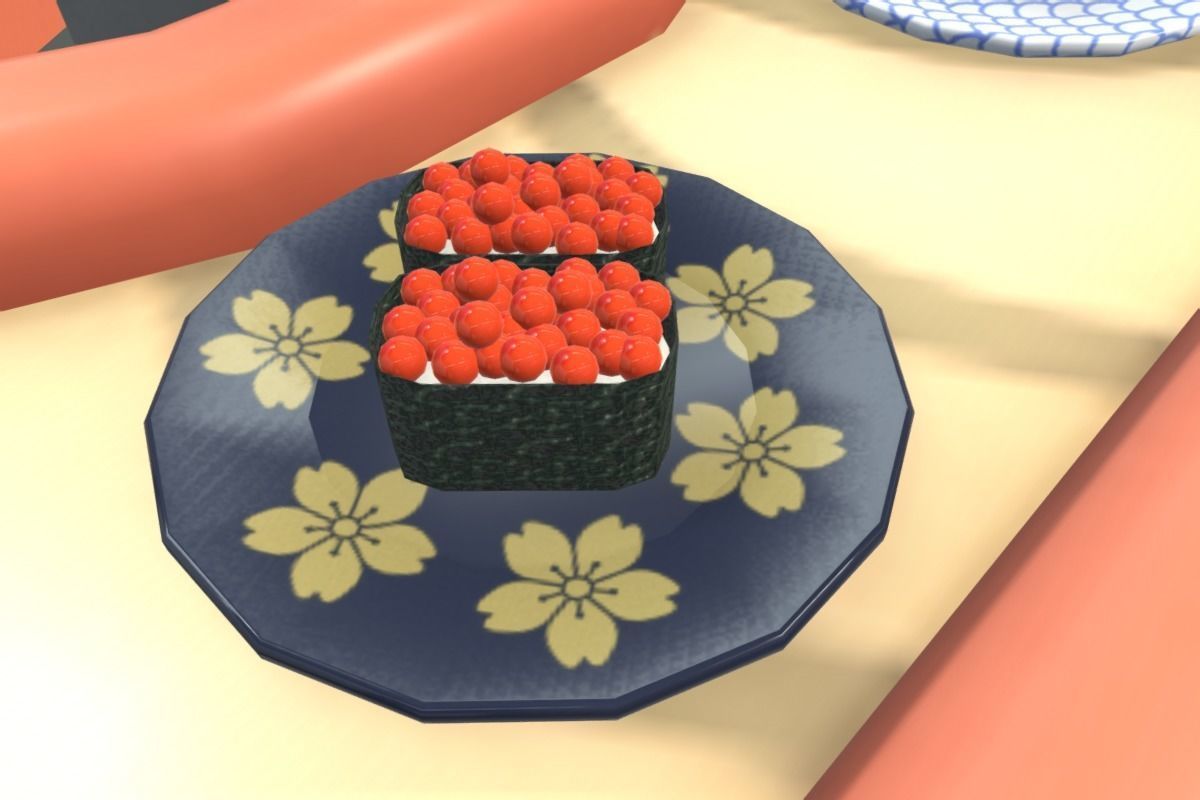 Cute Sushi Restaurant Set Low-poly 3D model_12