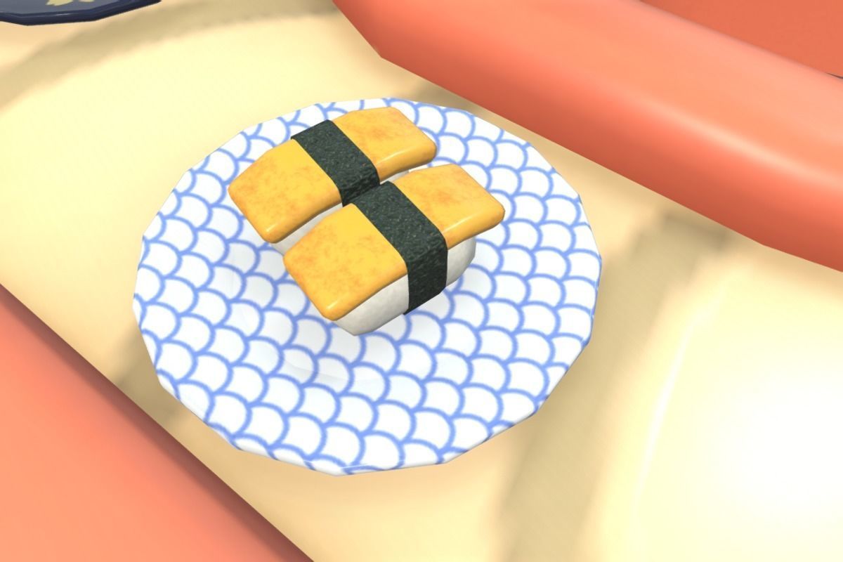 Cute Sushi Restaurant Set Low-poly 3D model_11