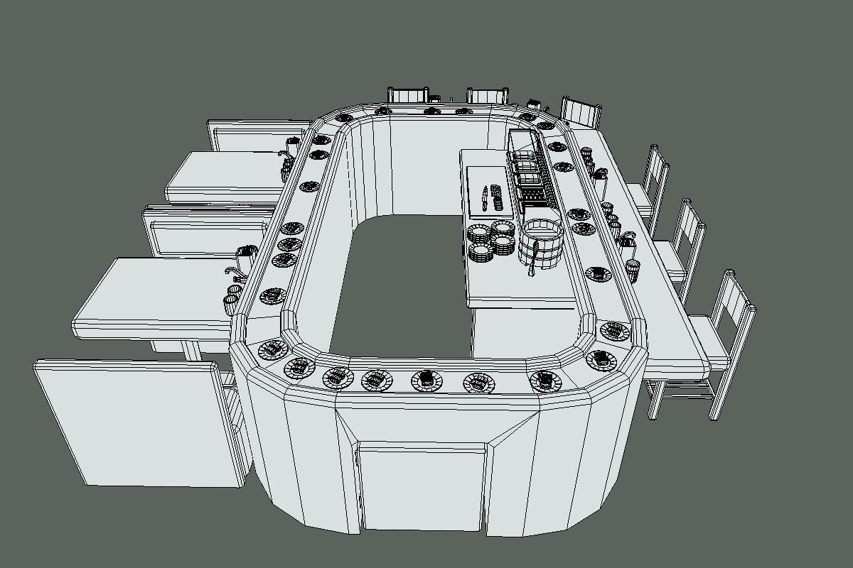 Cute Sushi Restaurant Set Low-poly 3D model_16