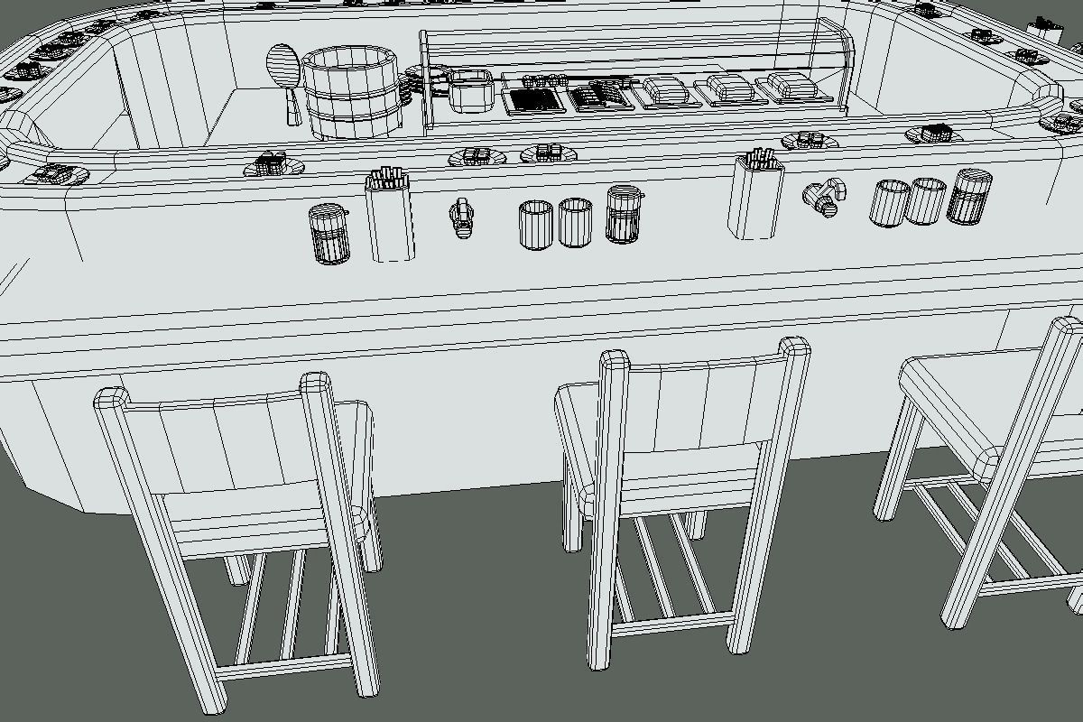 Cute Sushi Restaurant Set Low-poly 3D model_17