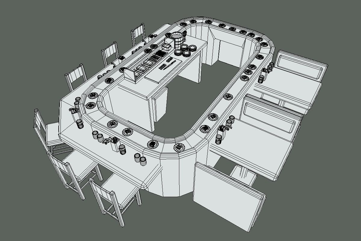 Cute Sushi Restaurant Set Low-poly 3D model_15