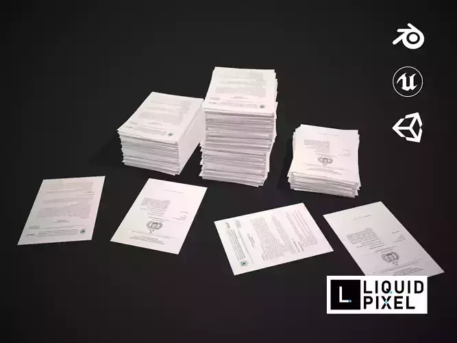 Paper Piles Low-poly 3D model