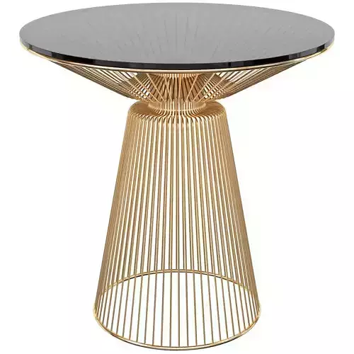 Glass and Metal Round Gold Side Table