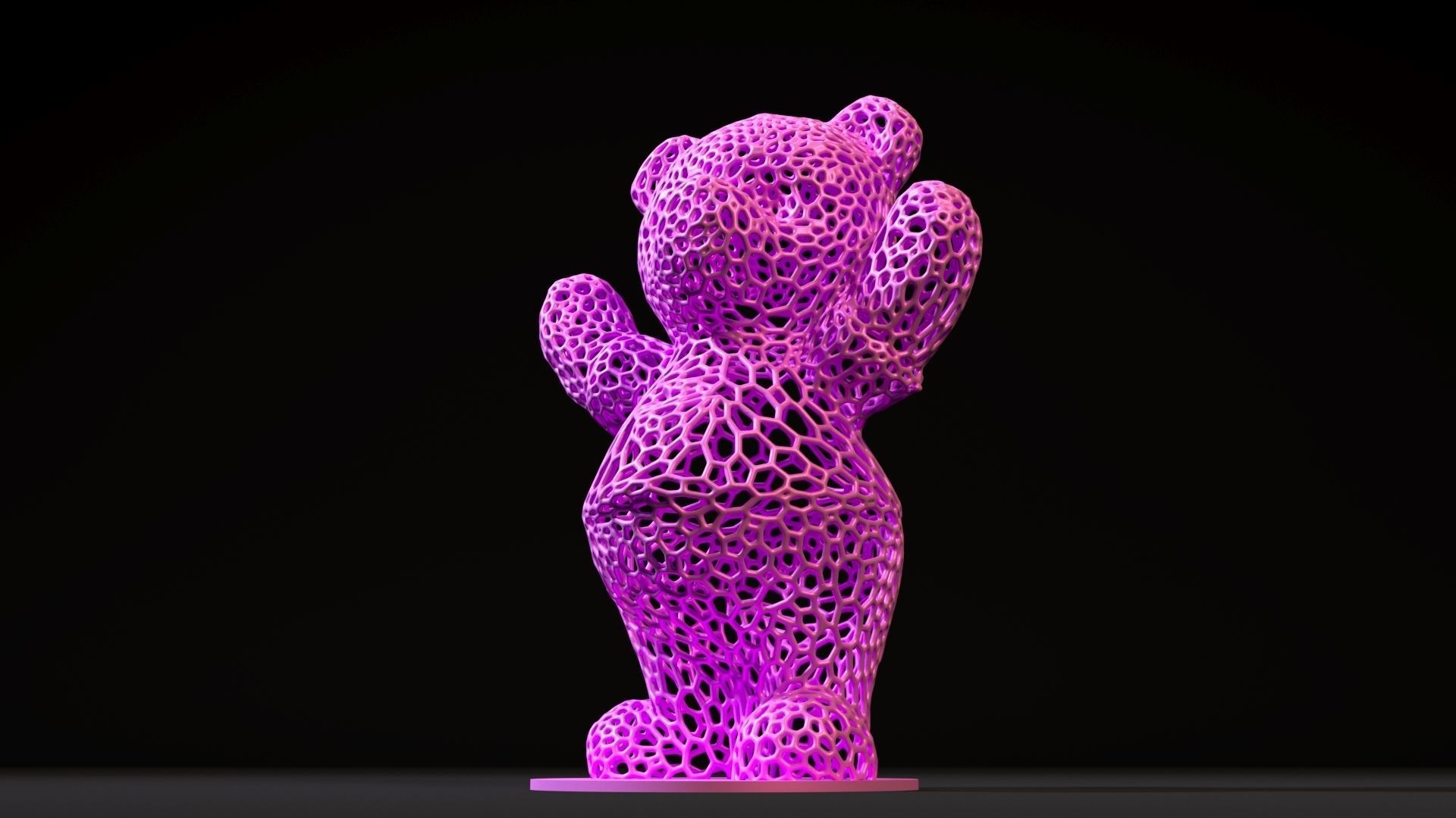 Bear voronoi 3D print model_9