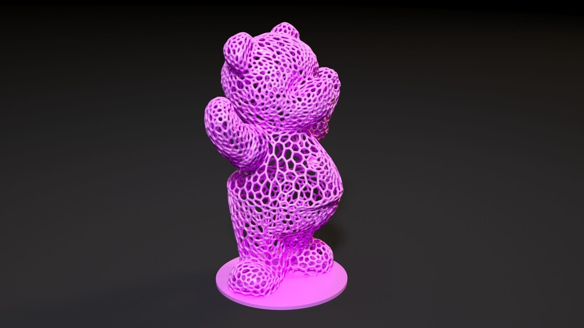 Bear voronoi 3D print model_7
