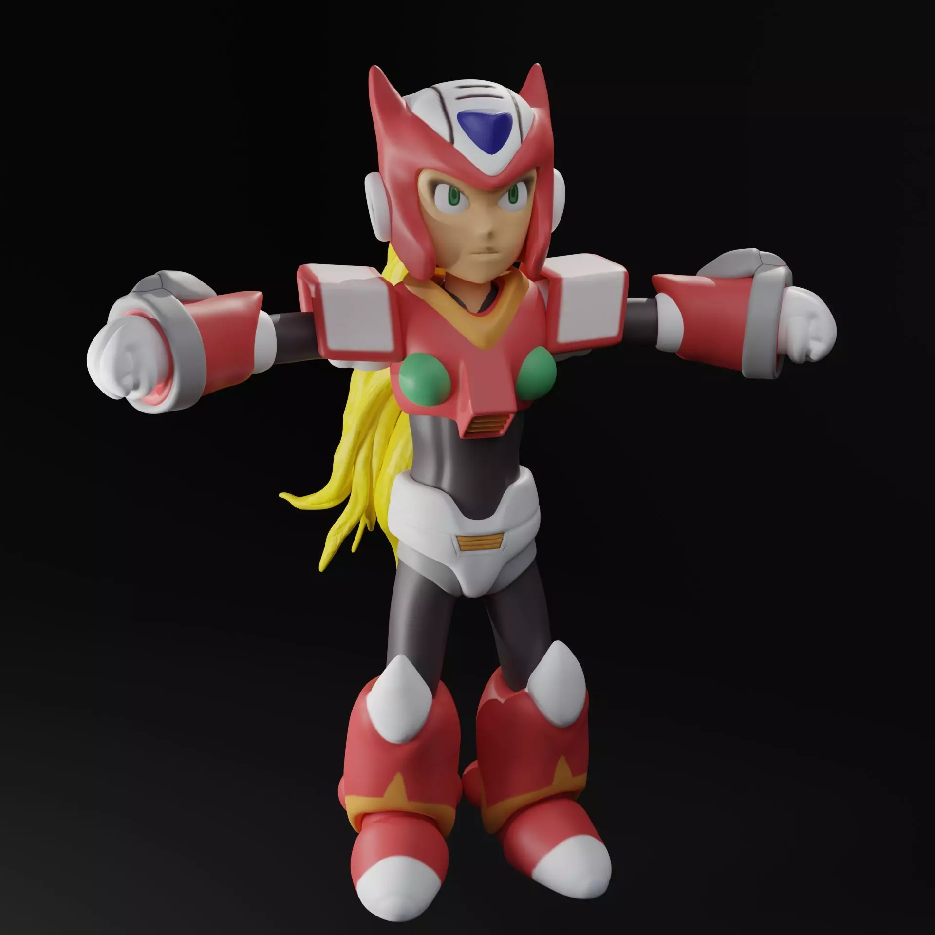 Zero from Rock Man game Low-poly 3D model