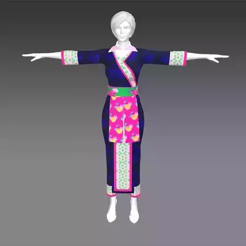 Hmong girl pants outfit use for 3d cartoon