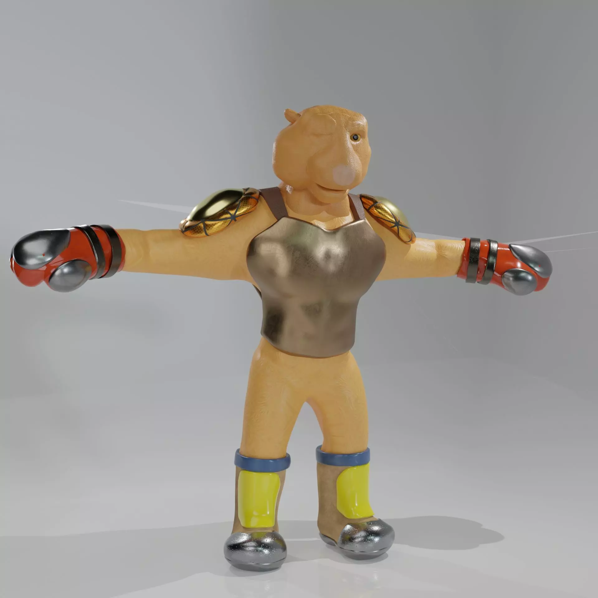 Tiger with Humanoid Body Rigged Low-poly 3D model