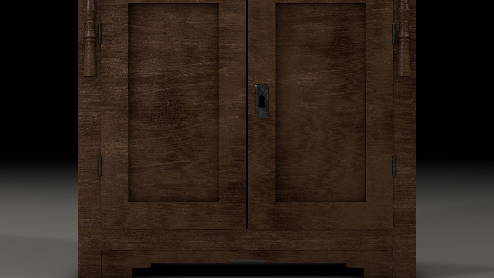 Wardrobe wooden cabinet Low-poly 3D model_3