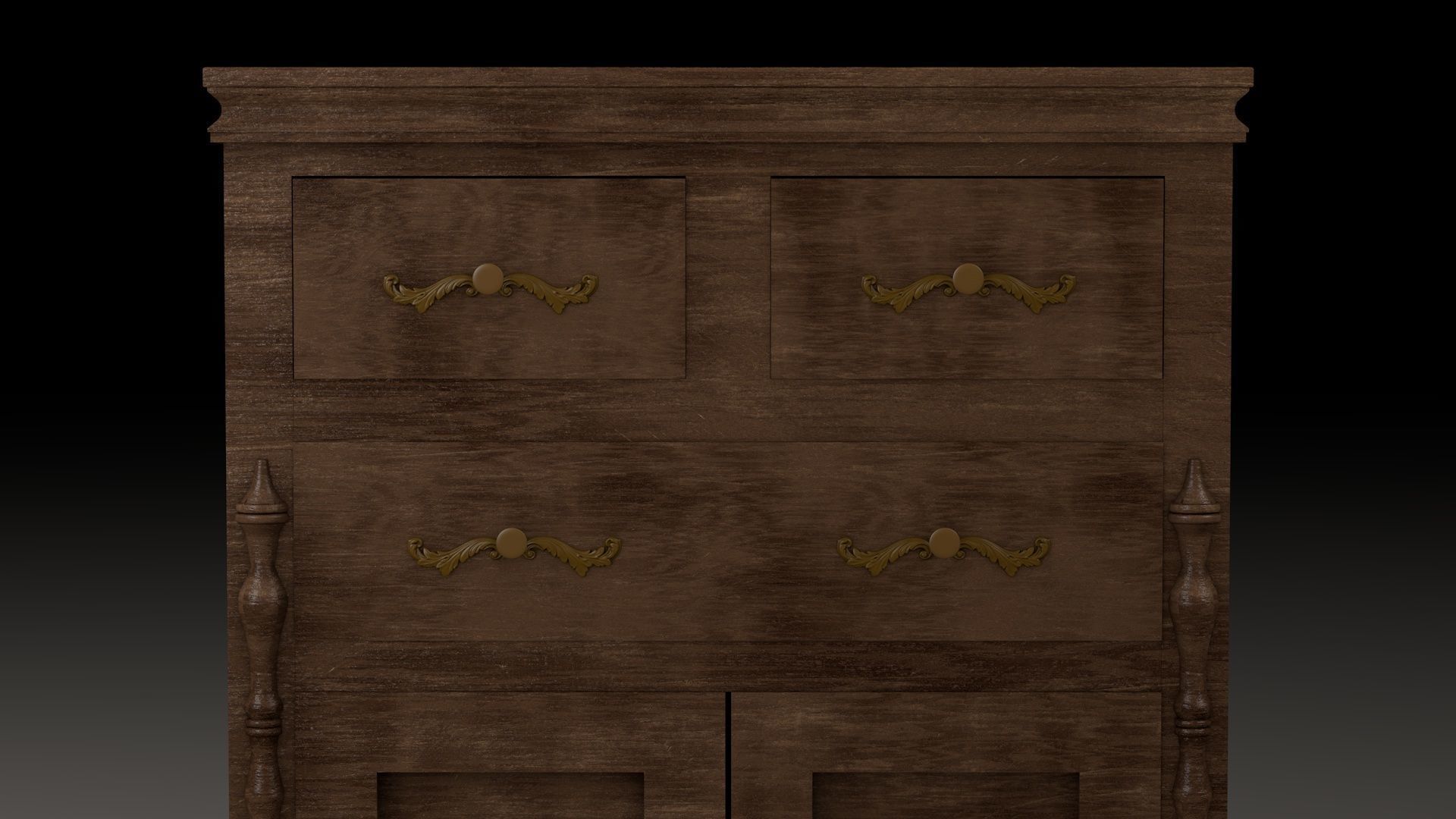 Wardrobe wooden cabinet Low-poly 3D model_2