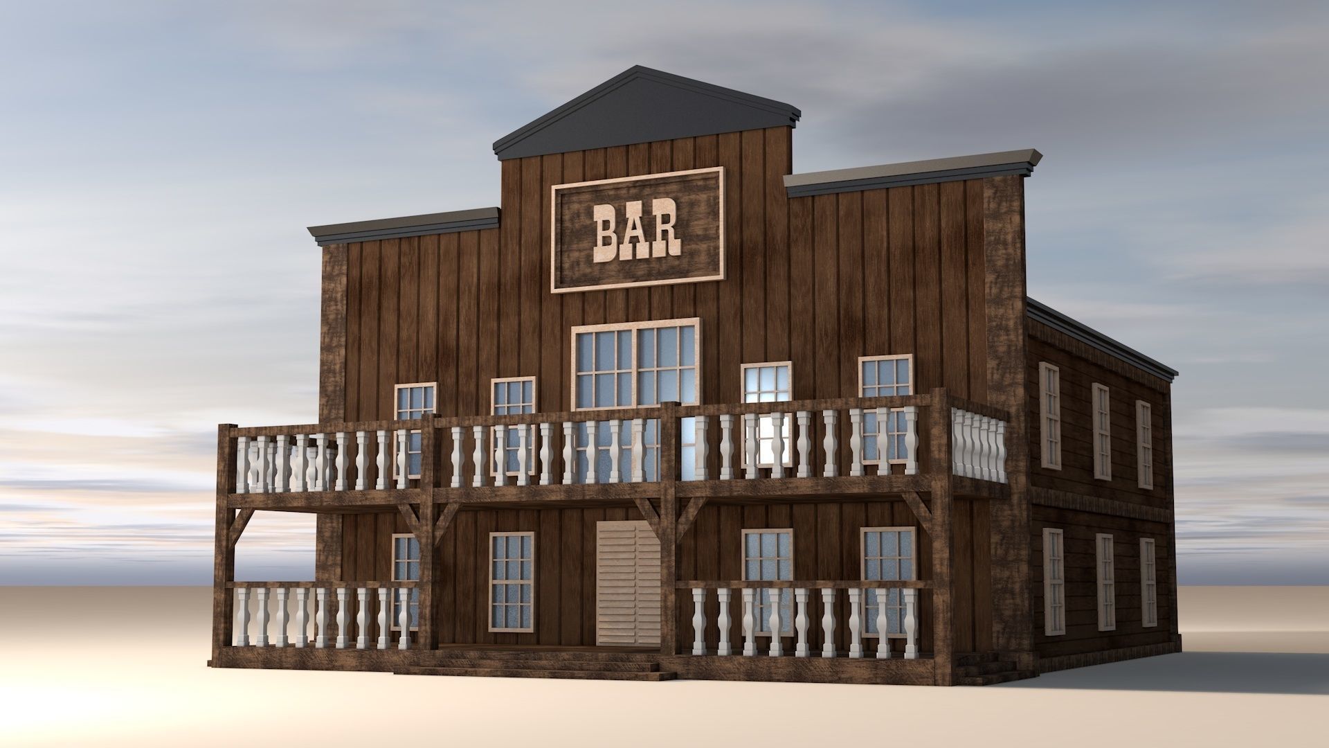 Western Bar Low-poly 3D model_2