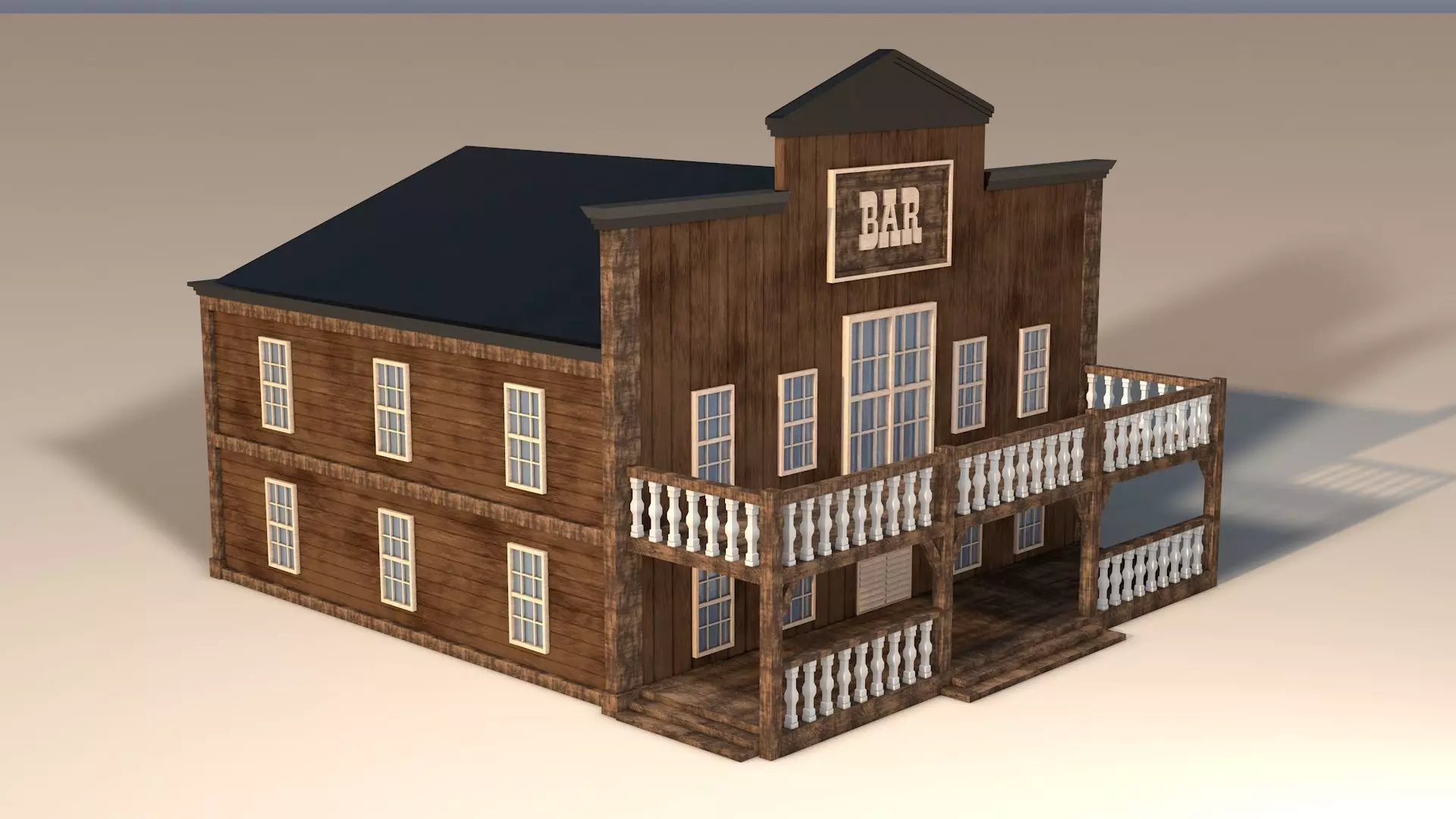 Western Bar Low-poly 3D model_0