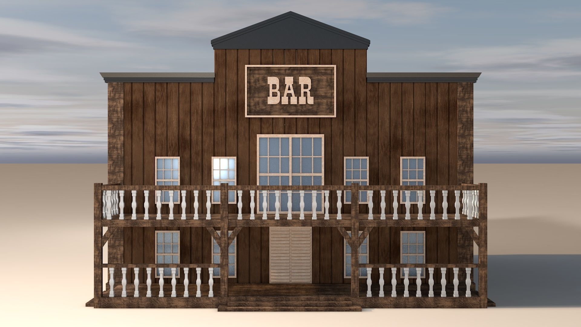 Western Bar Low-poly 3D model_1