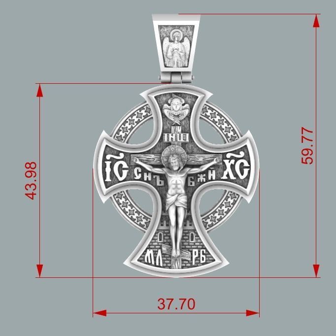 Saint michael  jesus orthodox cross 3D print model_14