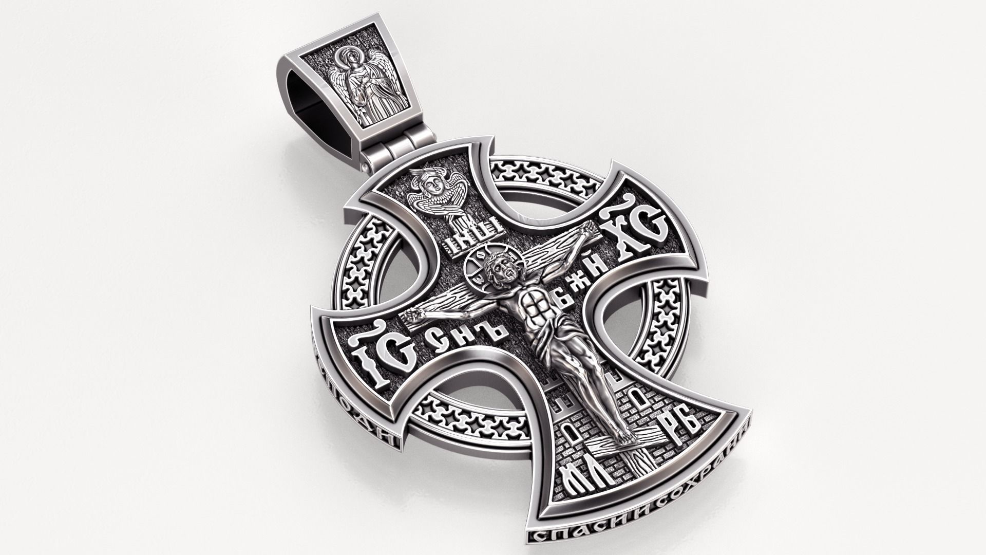 Saint michael  jesus orthodox cross 3D print model_1