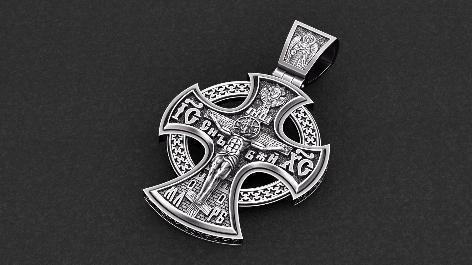 Saint michael  jesus orthodox cross 3D print model_5