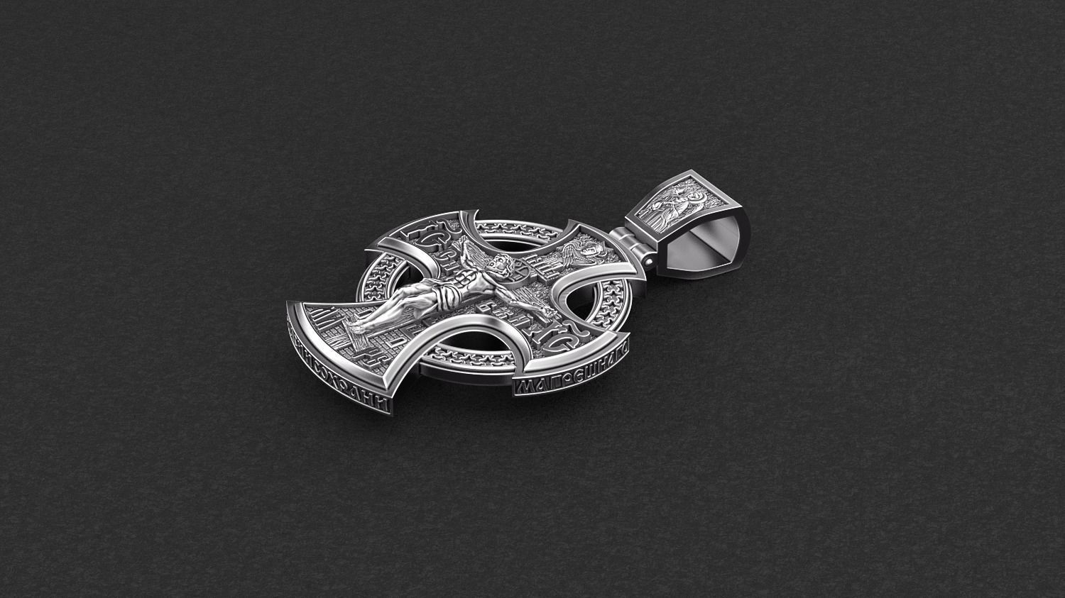 Saint michael  jesus orthodox cross 3D print model_6