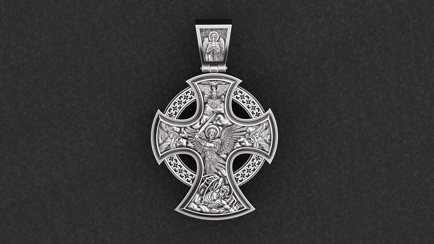 Saint michael  jesus orthodox cross 3D print model_2