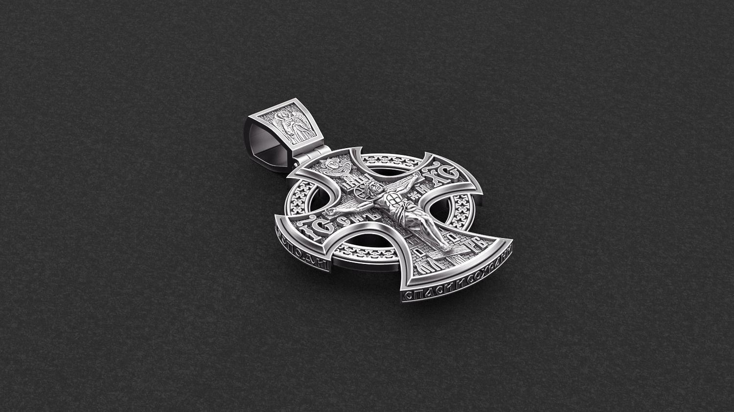 Saint michael  jesus orthodox cross 3D print model_7