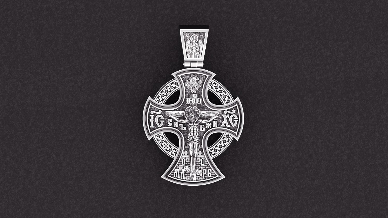 Saint michael  jesus orthodox cross 3D print model_3