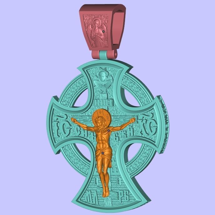 Saint michael  jesus orthodox cross 3D print model_12