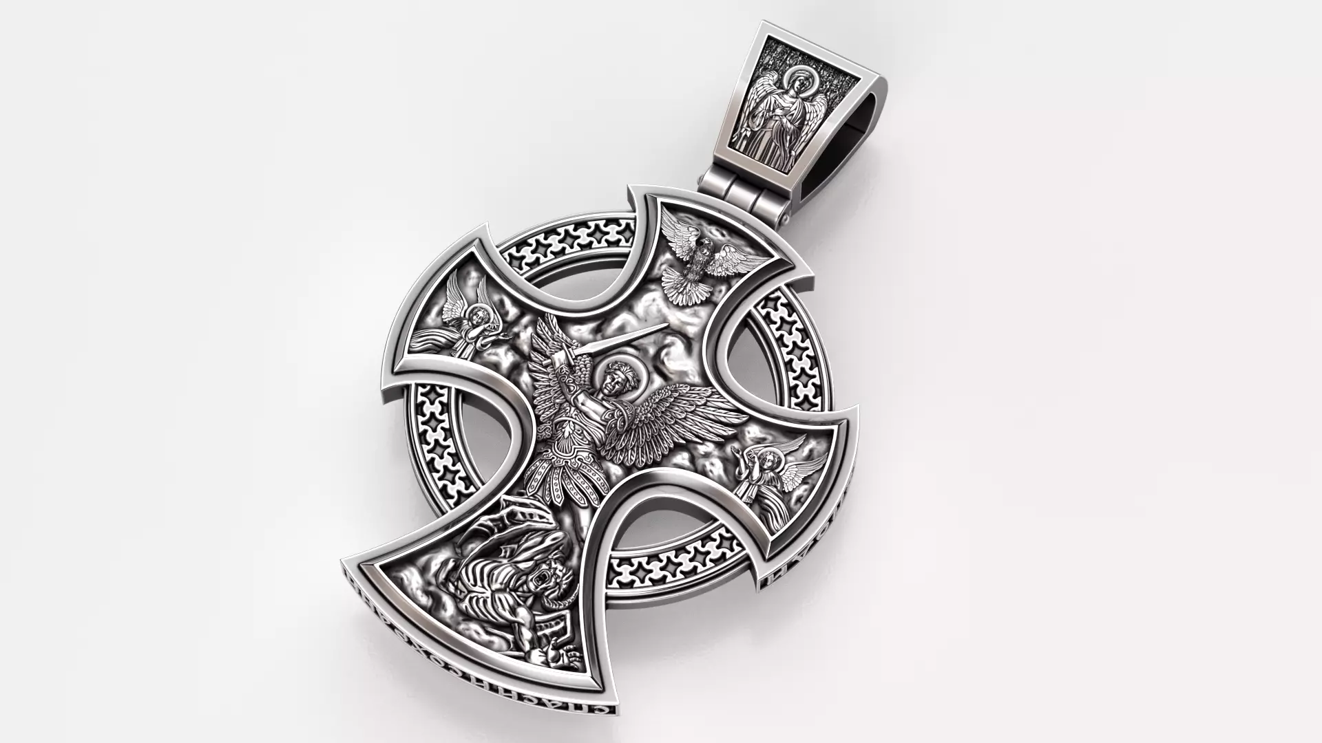 Saint michael  jesus orthodox cross 3D print model_0