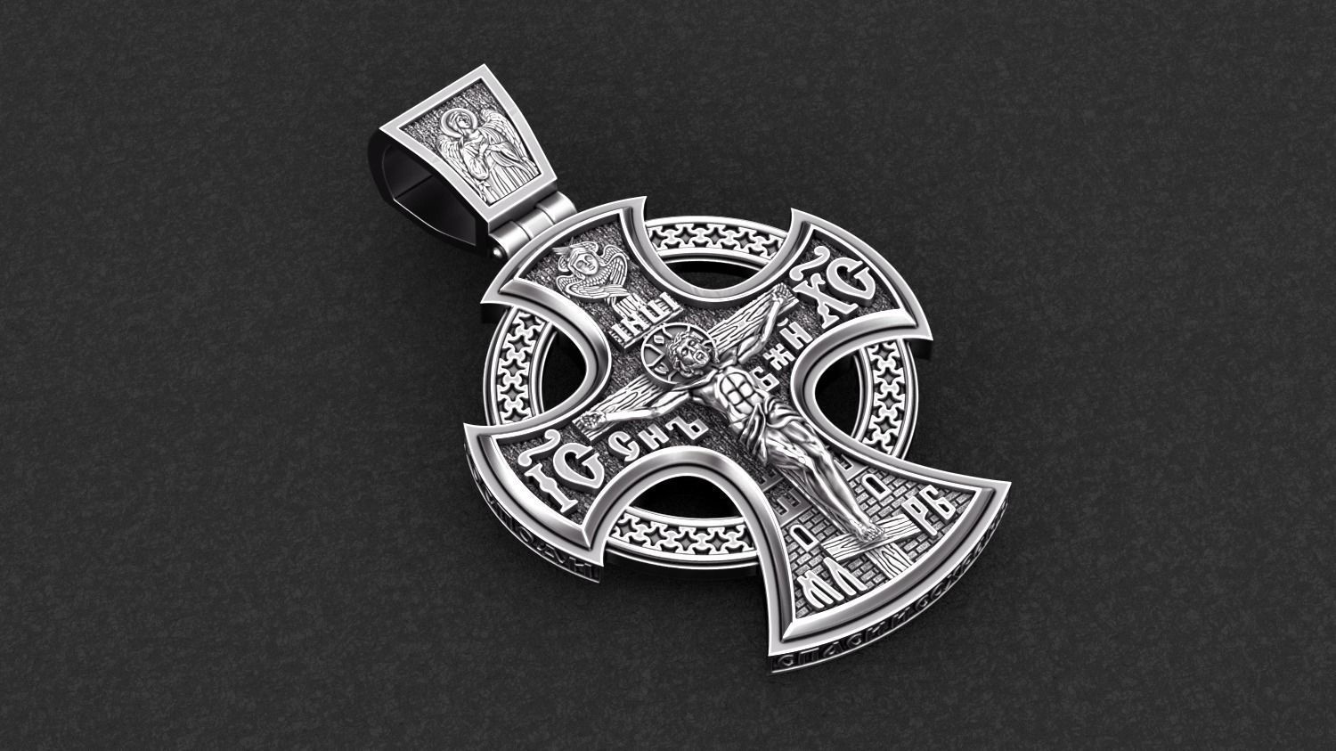 Saint michael  jesus orthodox cross 3D print model_8