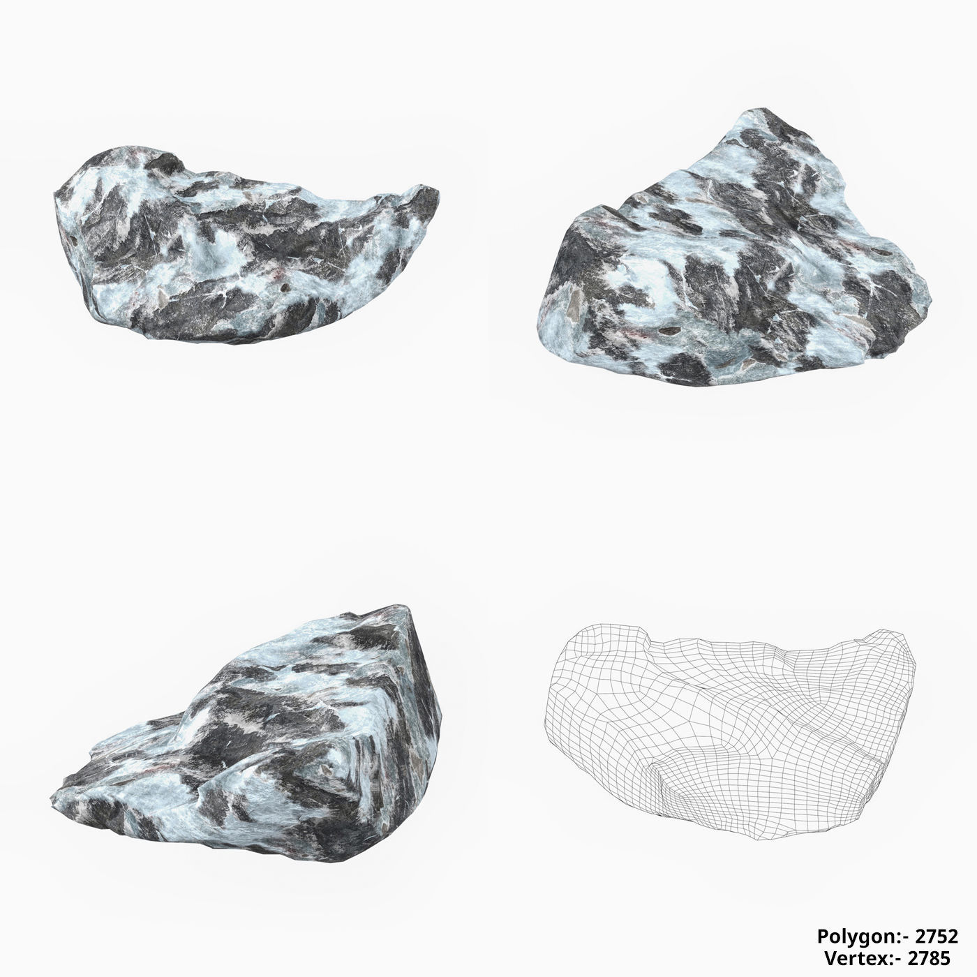Snow Stone Collection Low-poly 3D model_4