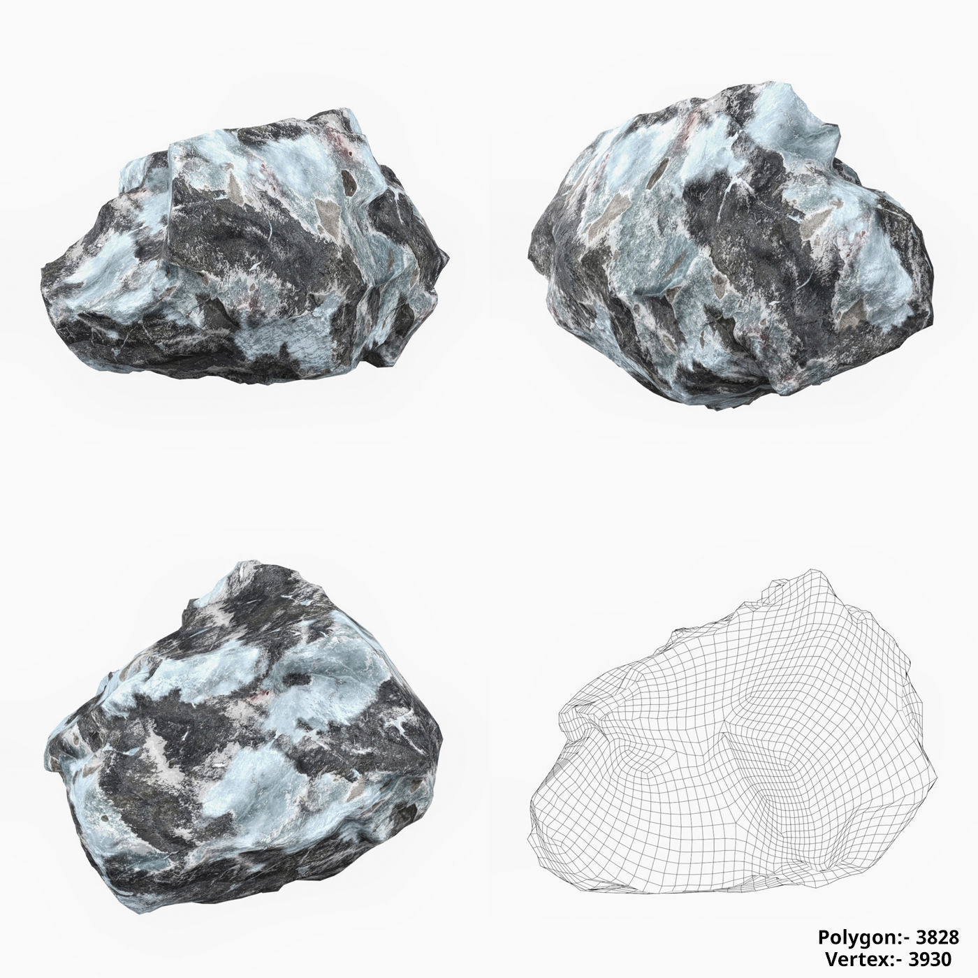Snow Stone Collection Low-poly 3D model_7