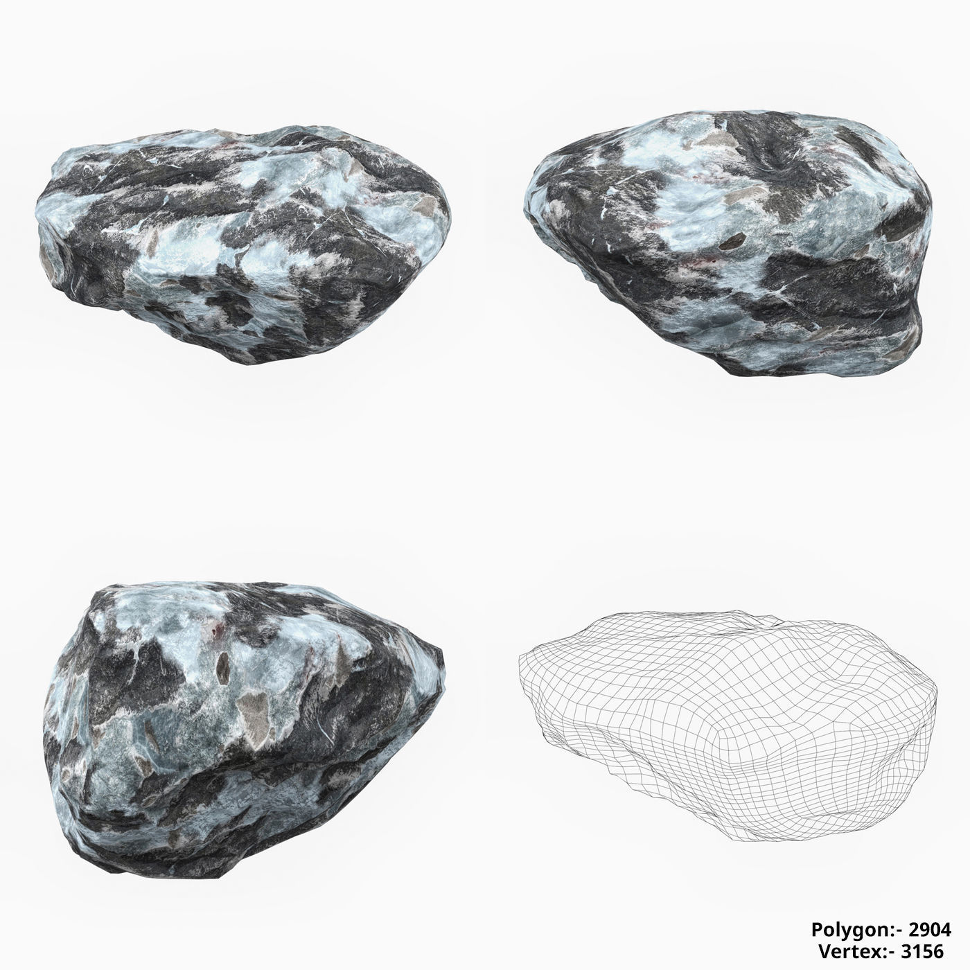 Snow Stone Collection Low-poly 3D model_9