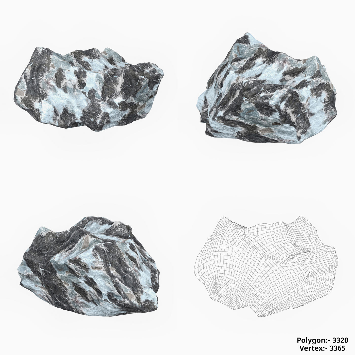 Snow Stone Collection Low-poly 3D model_5
