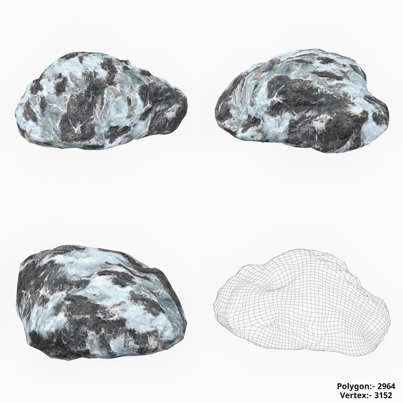 Snow Stone Collection Low-poly 3D model_12