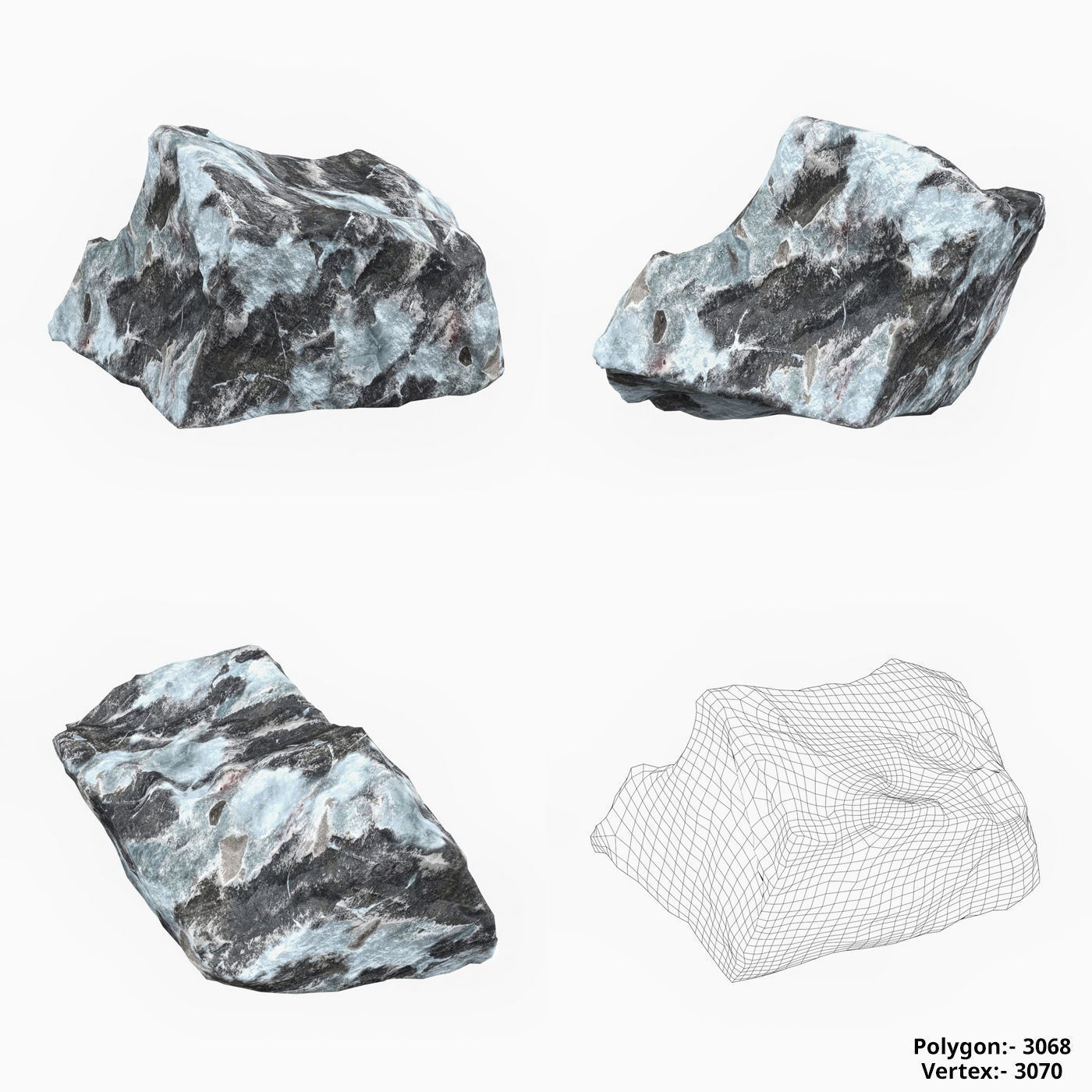 Snow Stone Collection Low-poly 3D model_2