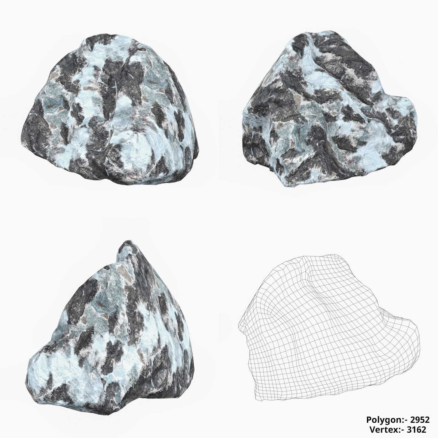 Snow Stone Collection Low-poly 3D model_6