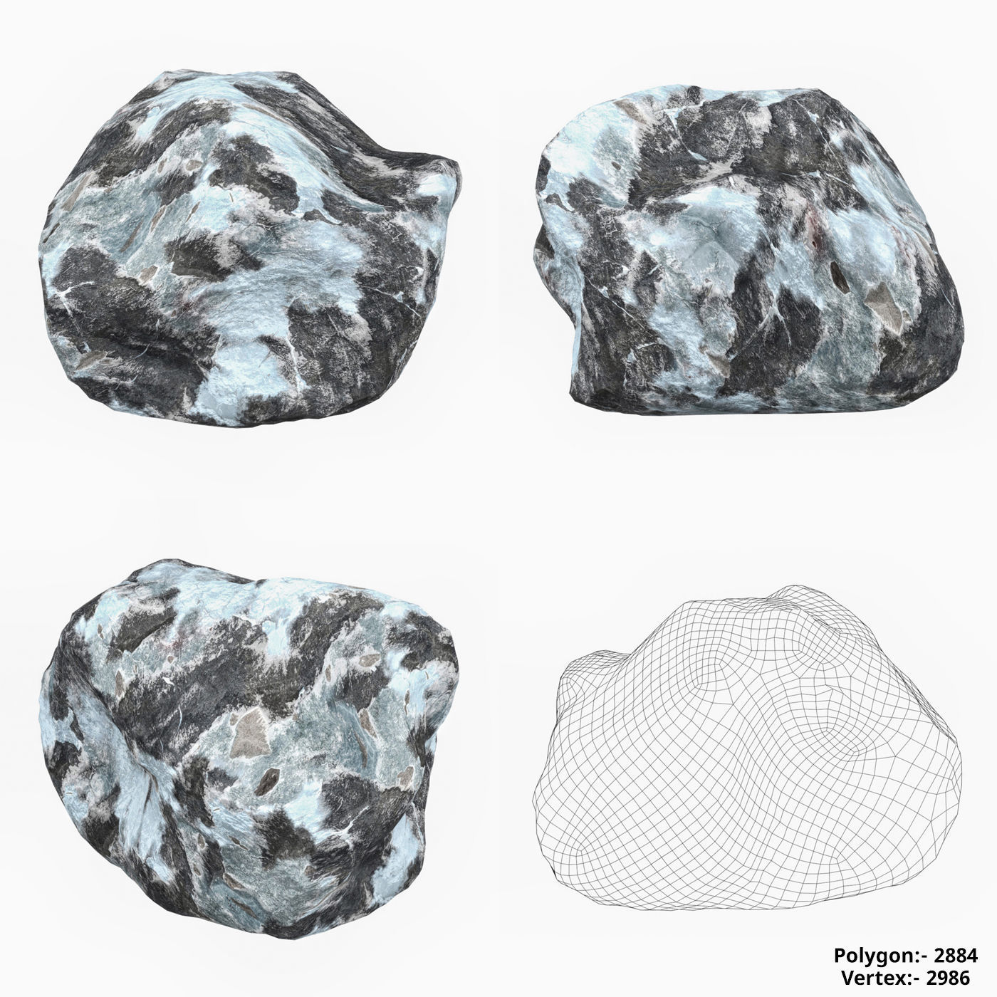 Snow Stone Collection Low-poly 3D model_10