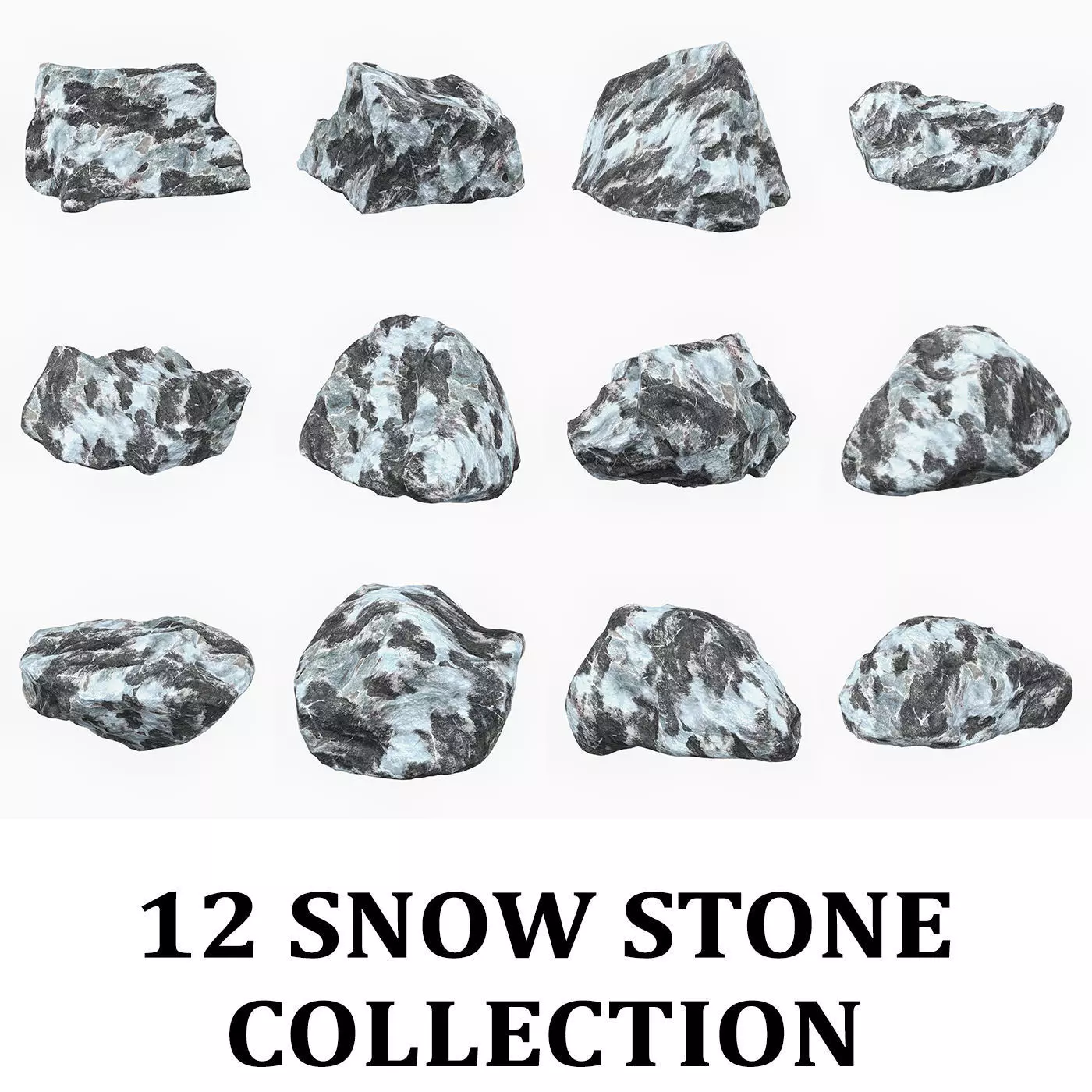 Snow Stone Collection Low-poly 3D model_0
