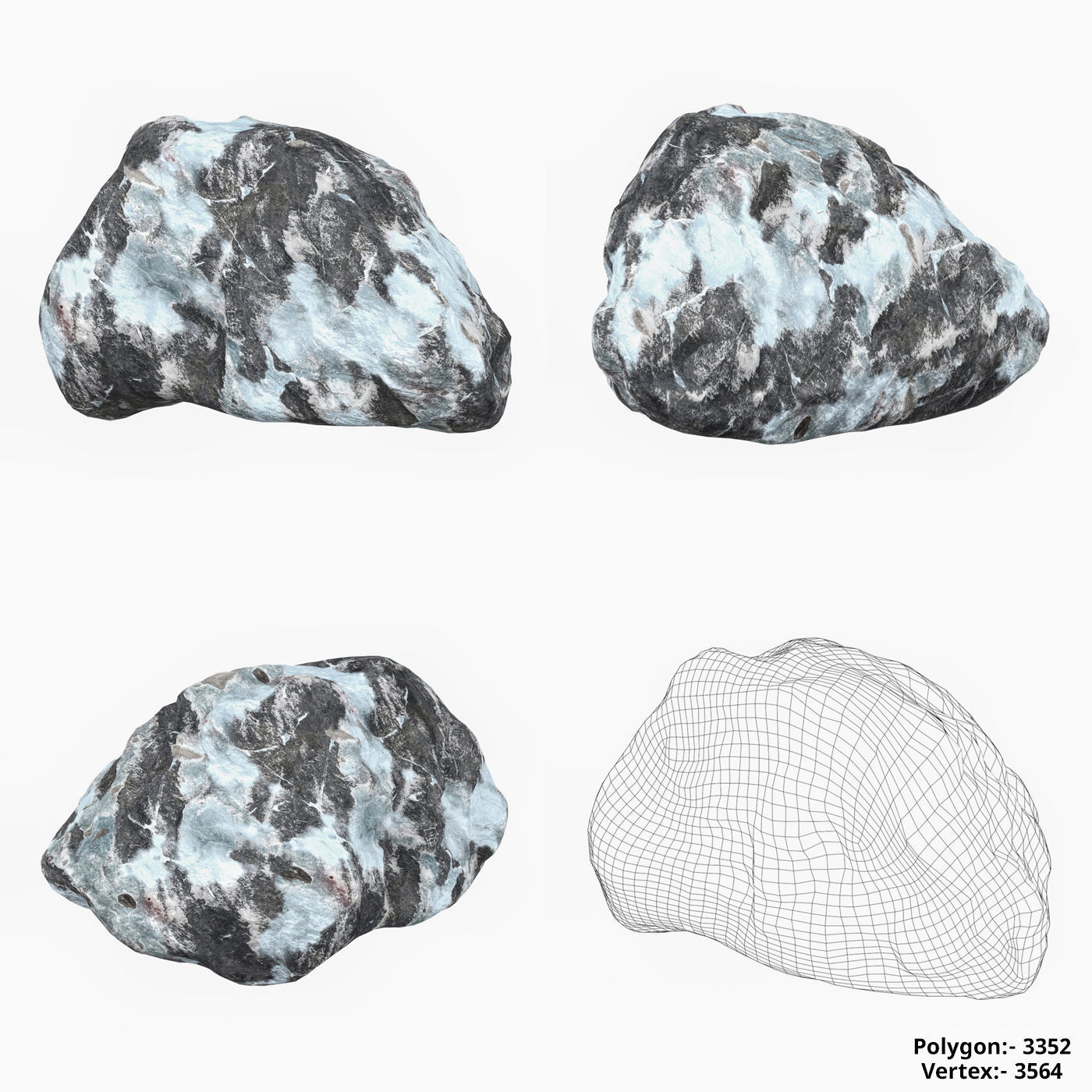 Snow Stone Collection Low-poly 3D model_11