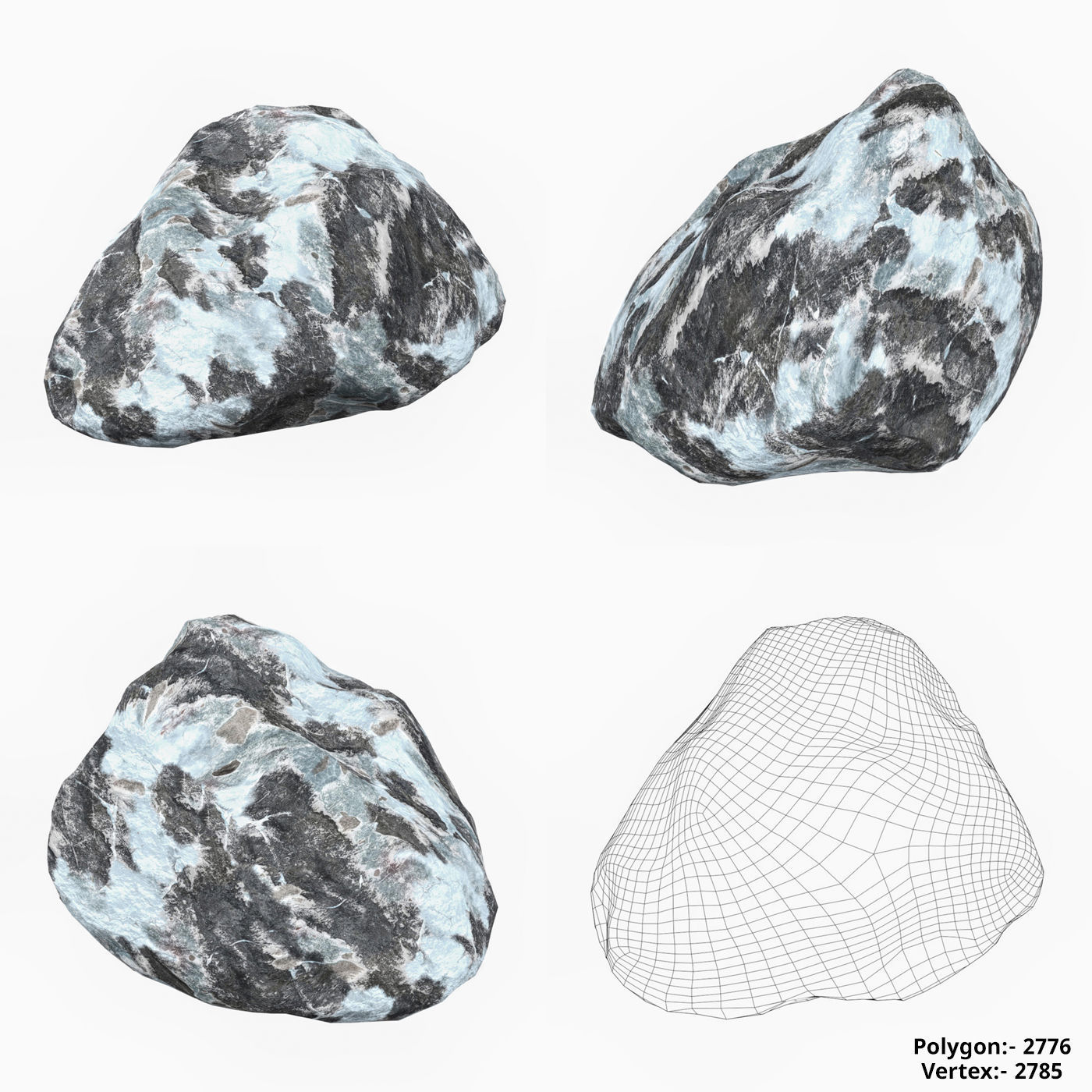 Snow Stone Collection Low-poly 3D model_8