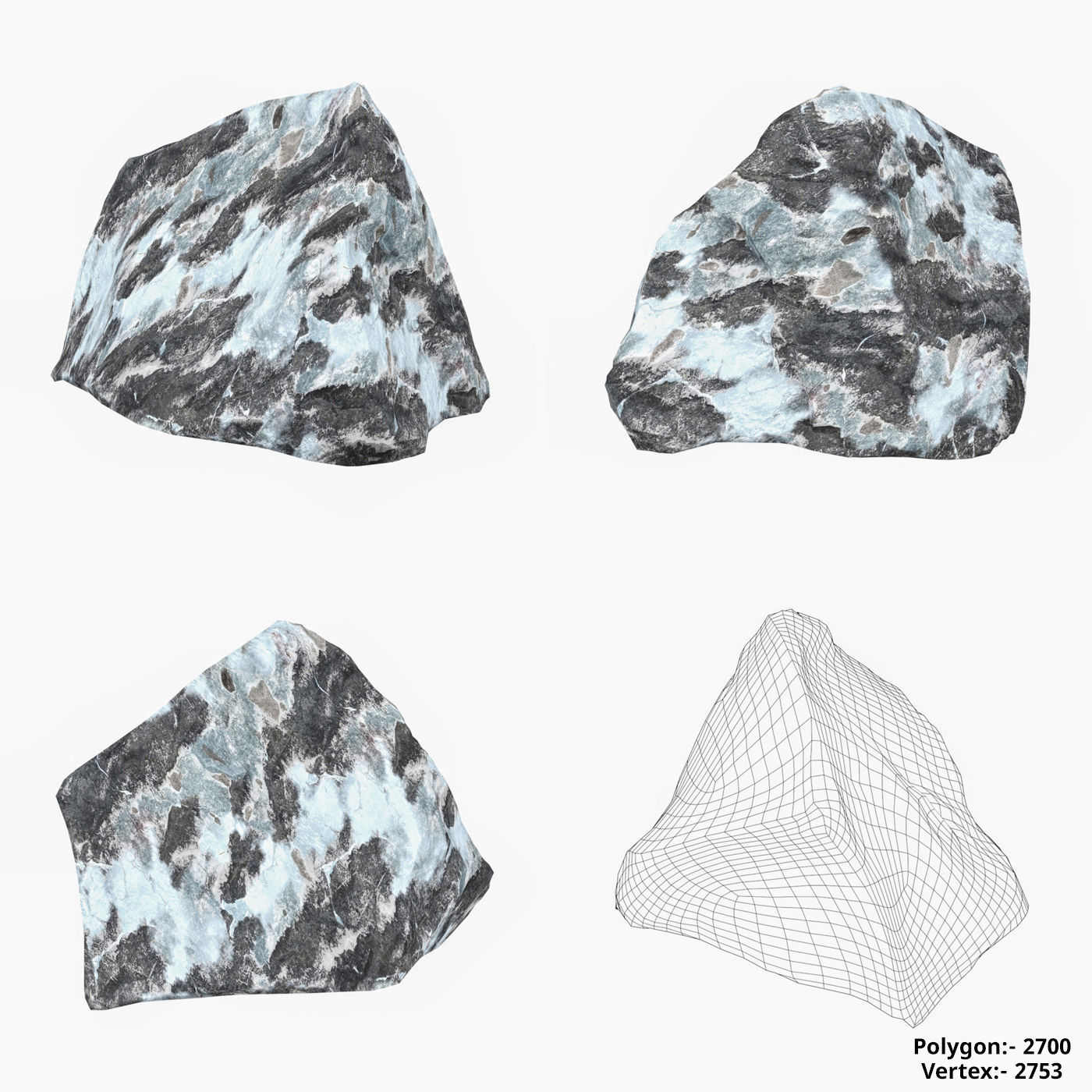 Snow Stone Collection Low-poly 3D model_3