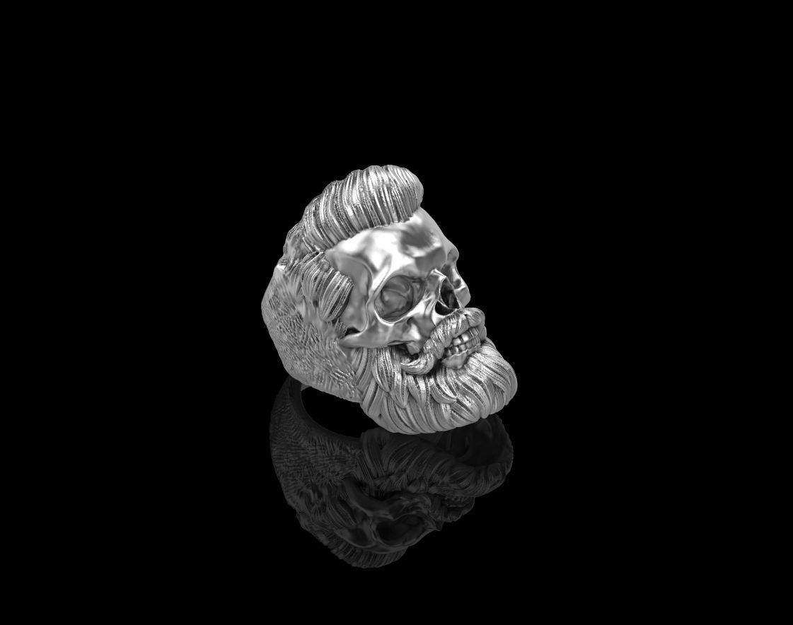 Ring Skull Beard 3D print model_1