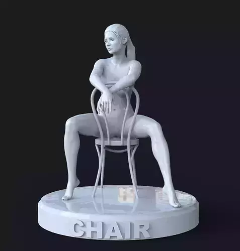 Mujer hermosa desnuda sobre una silla 3D print model