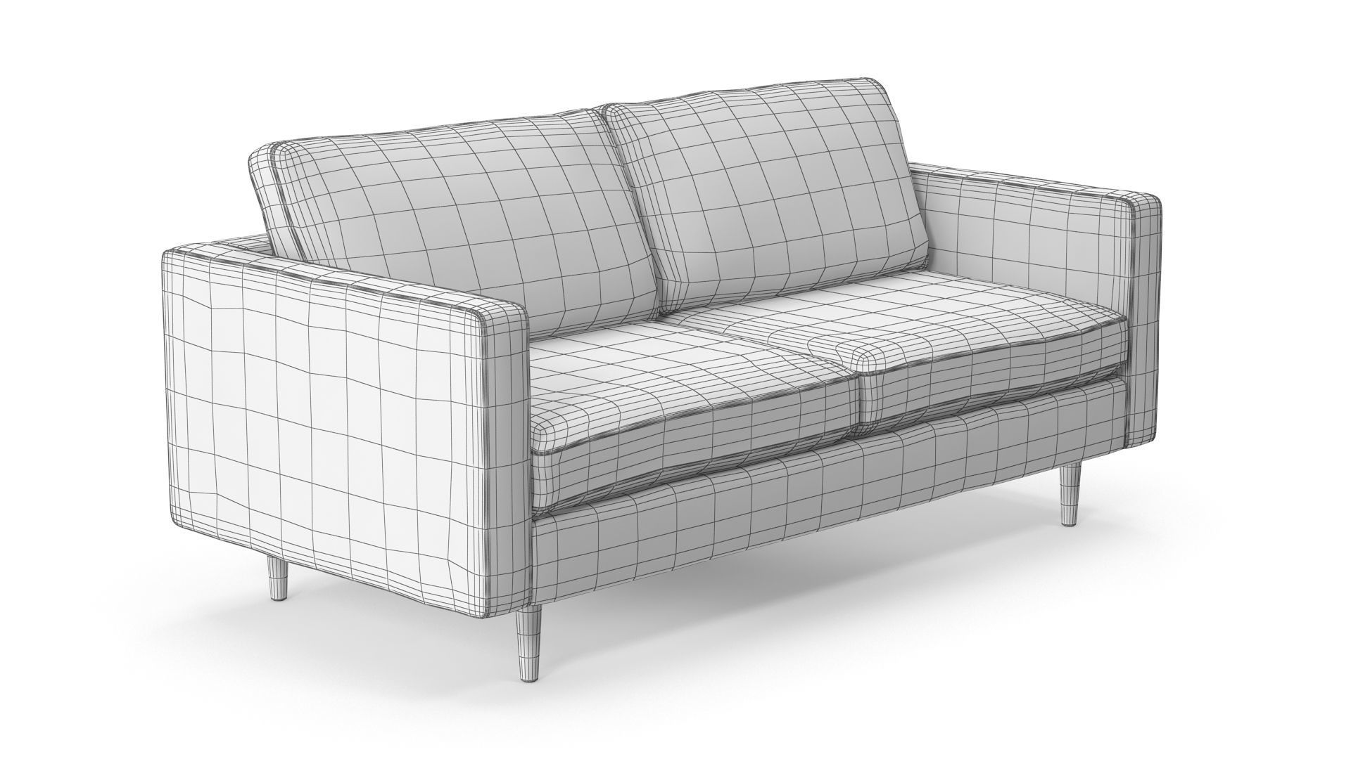 Loveseat - Leather Low-poly 3D model_6