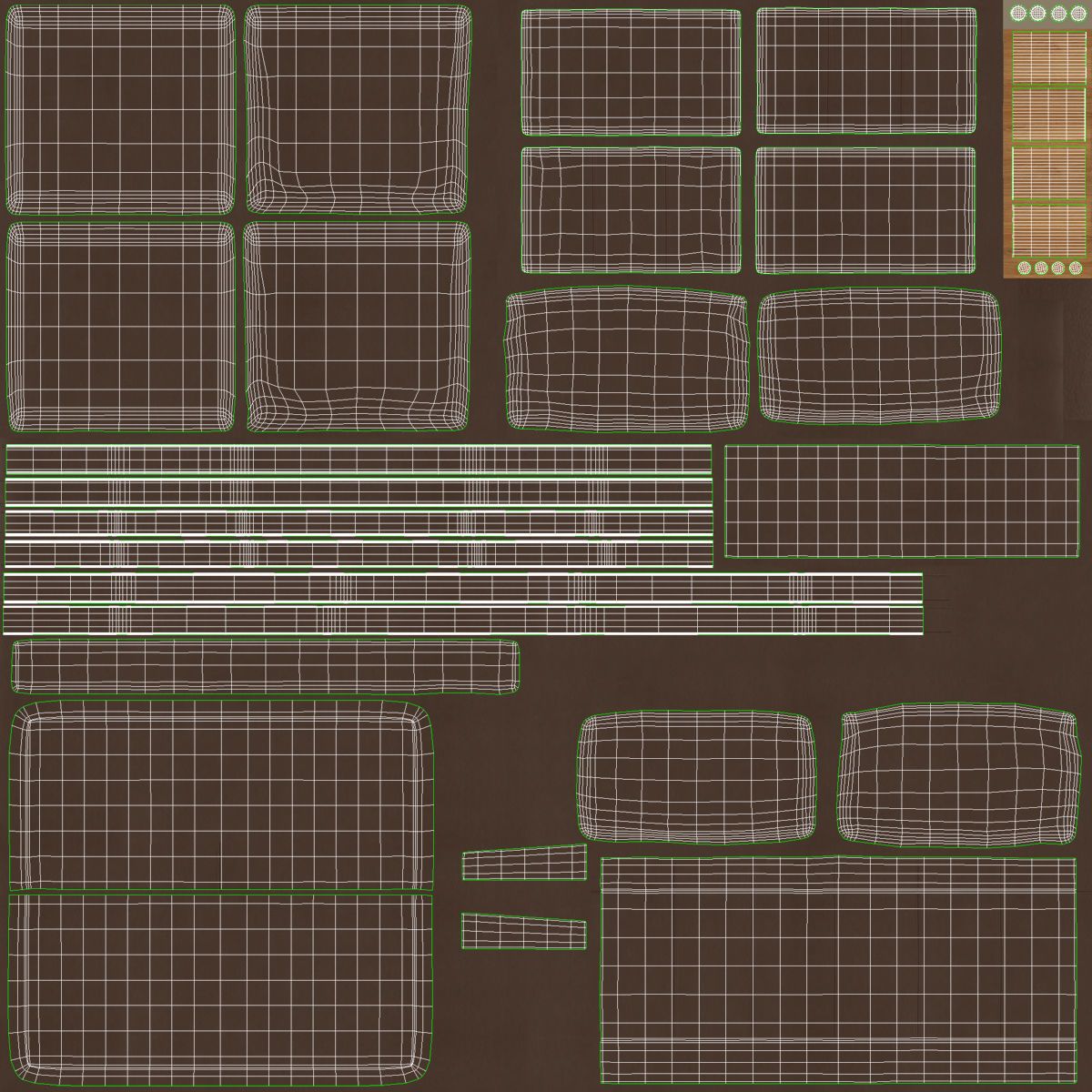 Loveseat - Leather Low-poly 3D model_7