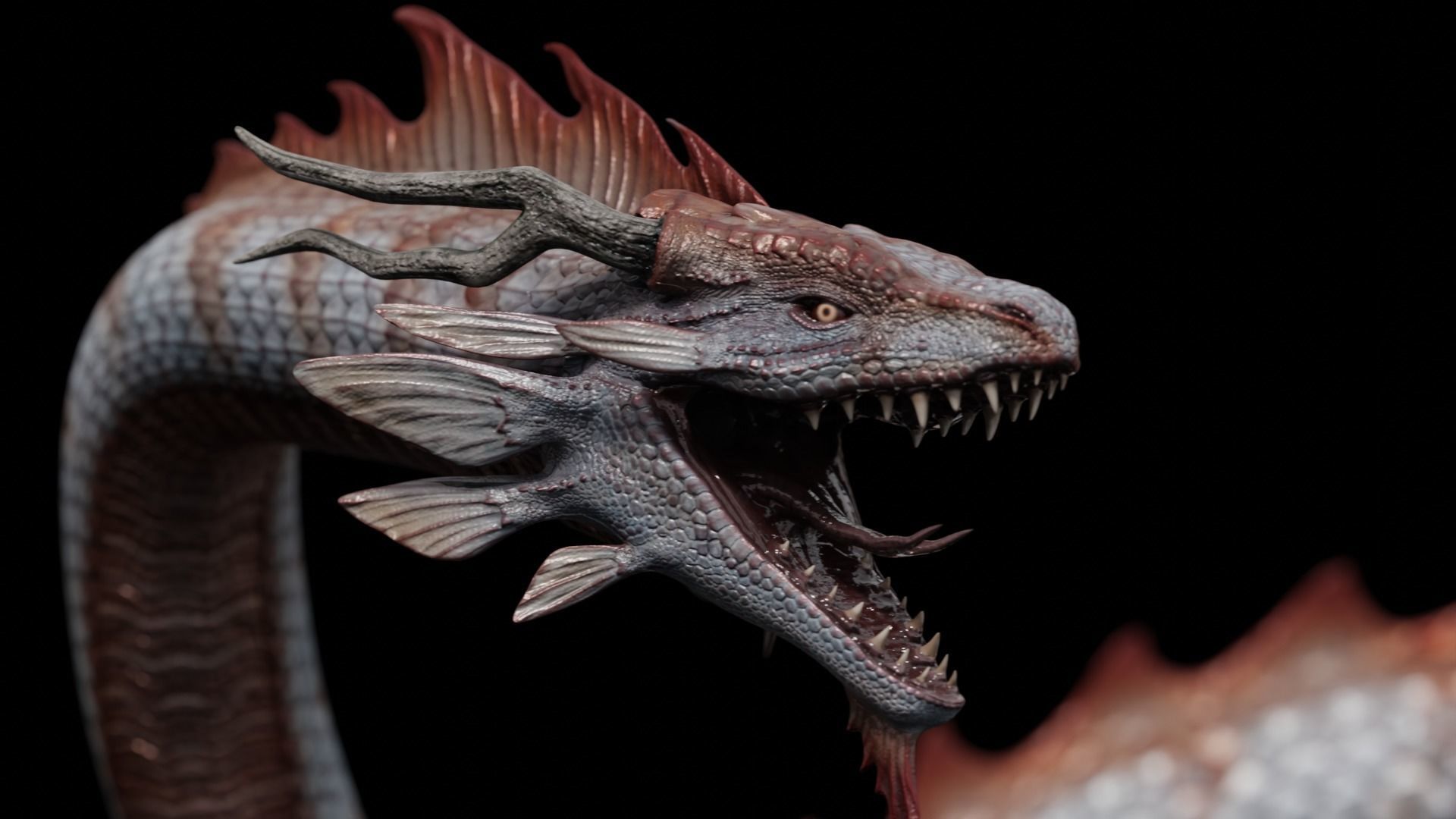 Asian Serpent Dragon Low-poly 3D model_13