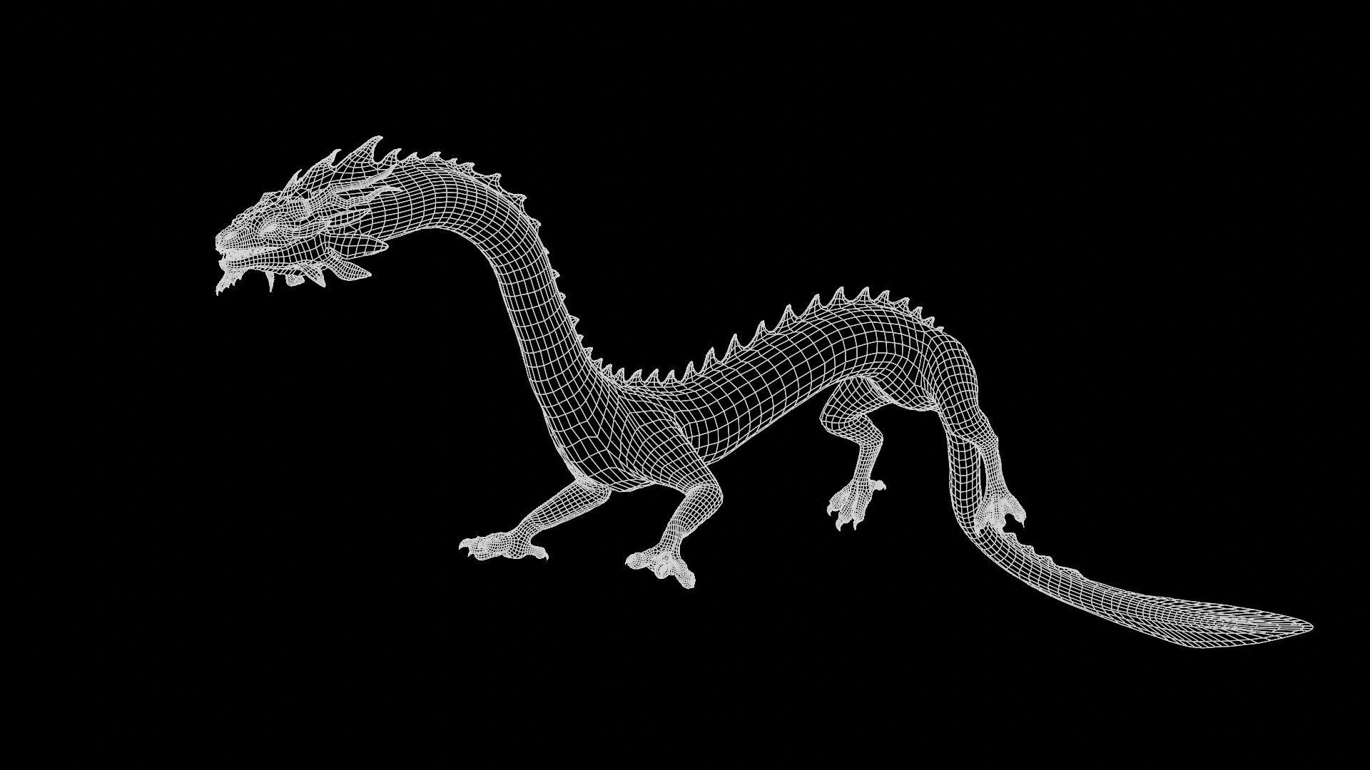 Asian Serpent Dragon Low-poly 3D model_20