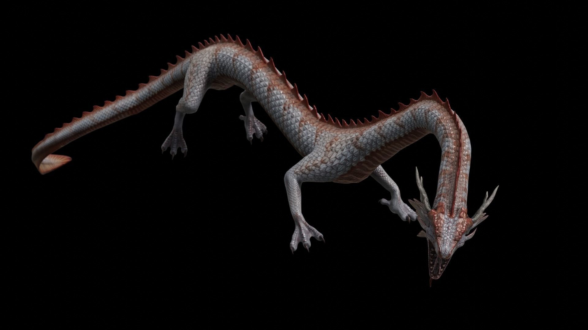 Asian Serpent Dragon Low-poly 3D model_17